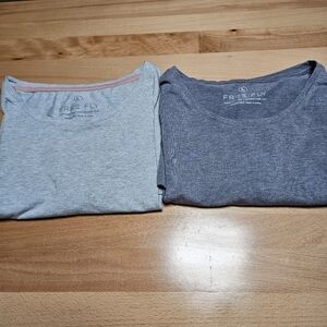 2 Free Fly Women's Cotton Blend Bamboo Current Tee Shirt Blue Heather Size Large